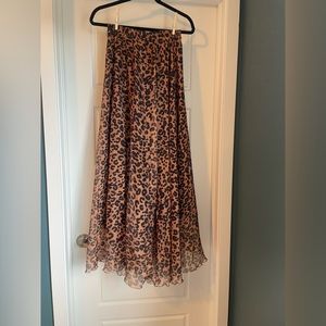 Chiffon leopard print maxi skirt